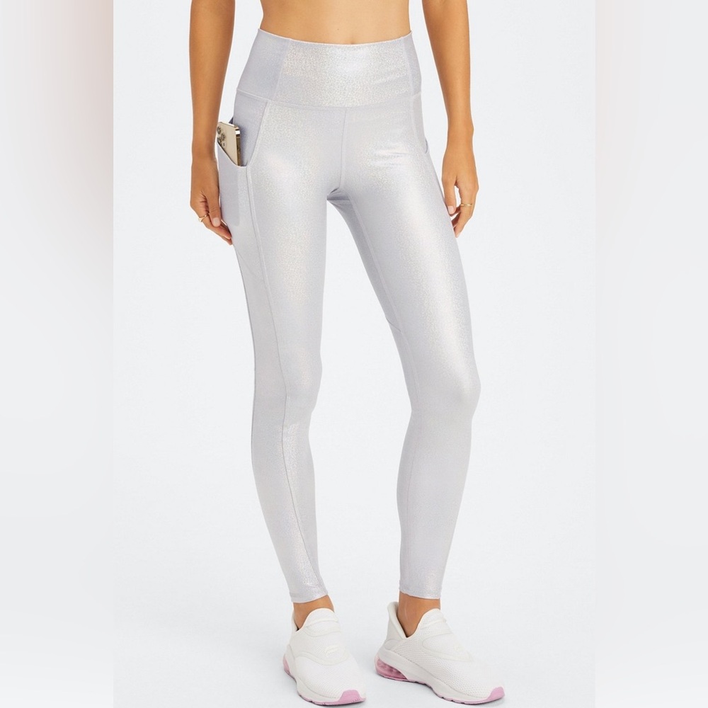 Fabletics silver glitter leggings